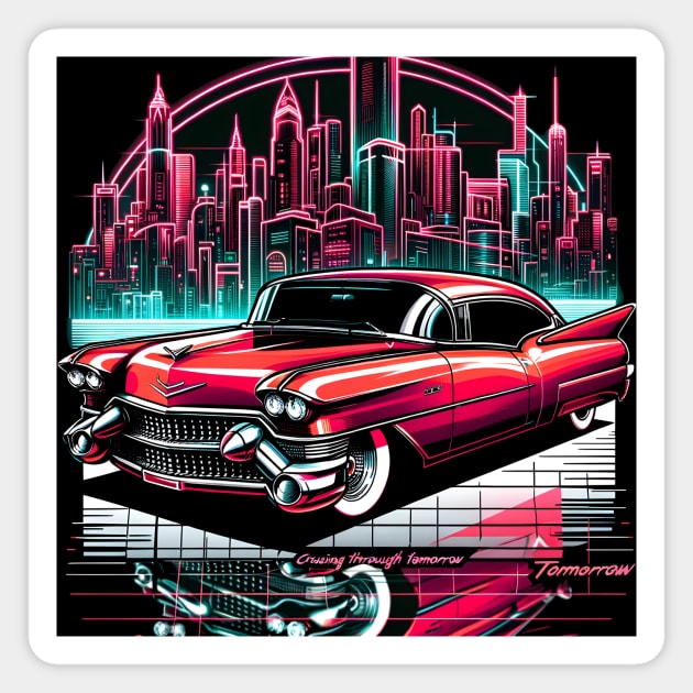 Retro Neon Cadillac Magnet by HorseDriftKNS